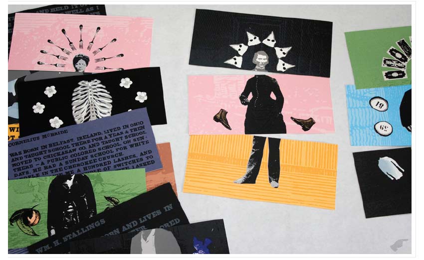 Spread from Divide & Conquer, Artist Book by Maureen Cummins (Click bottom corner button to Continue)