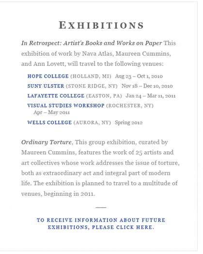 Work in Progress / Exhibitions / Upcoming Events / Teaching